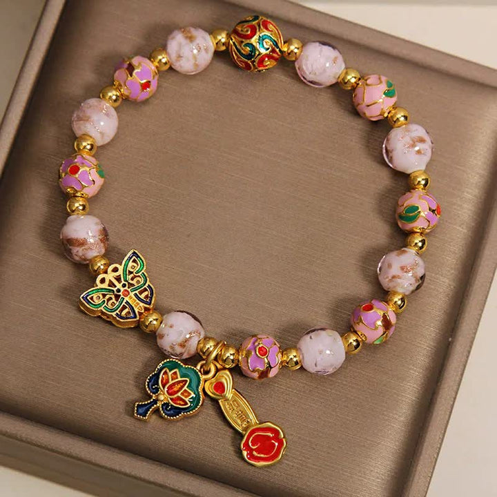 Buddha Stones Roze Liuli vlinder lotus Ruyi handvat transformatie Armband - image 8