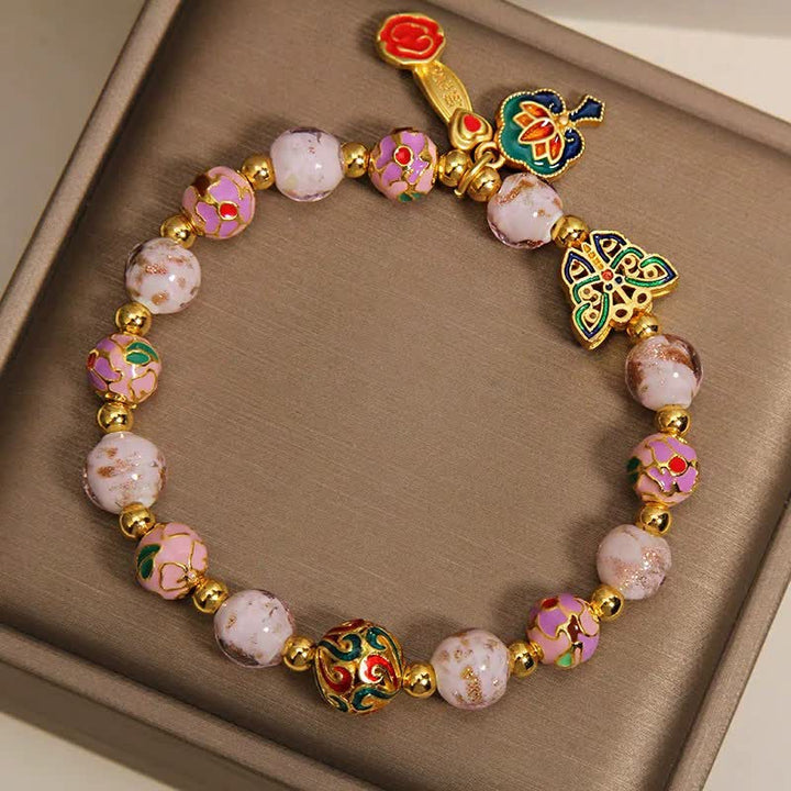 Buddha Stones Roze Liuli vlinder lotus Ruyi handvat transformatie Armband - image 2