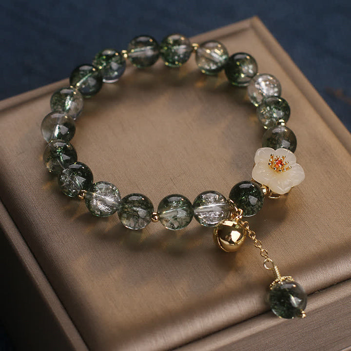 Buddha Stones Groene Phantom Witte Jade Bloem Bedeltje Rijkdom Armband - image 2