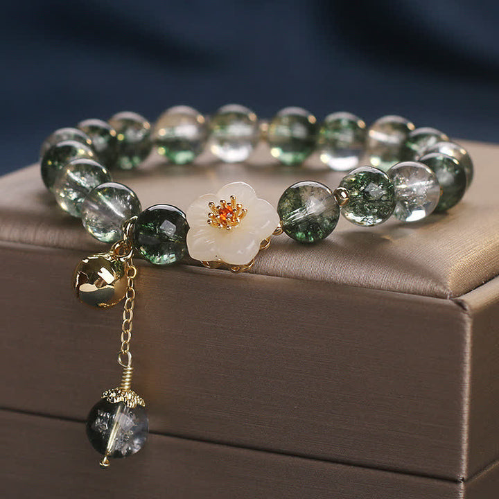 Buddha Stones Groene Phantom Witte Jade Bloem Bedeltje Rijkdom Armband - image 4