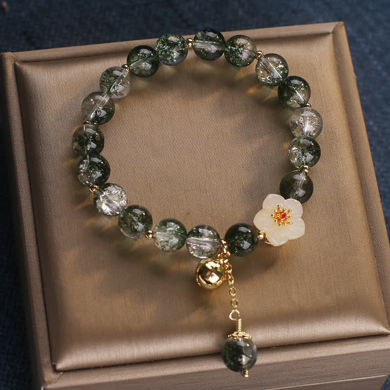 Buddha Stones Groene Phantom Witte Jade Bloem Bedeltje Rijkdom Armband - image 1