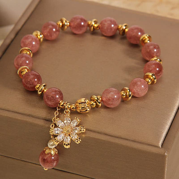 Buddha Stones Aardbeikwarts parel madeliefjes Armband - image 3