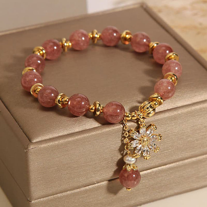 Buddha Stones Aardbeikwarts parel madeliefjes Armband - image 8