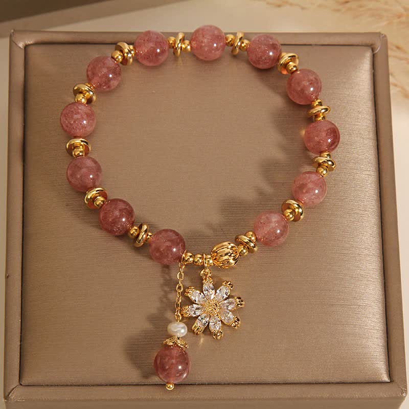 Buddha Stones Aardbeikwarts parel madeliefjes Armband - image 2