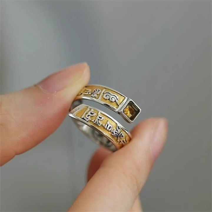 Buddha Stones Koperen Om Mani Padme Hum Aardingswijsheid Tibetaanse Verstelbare Ring - image 8