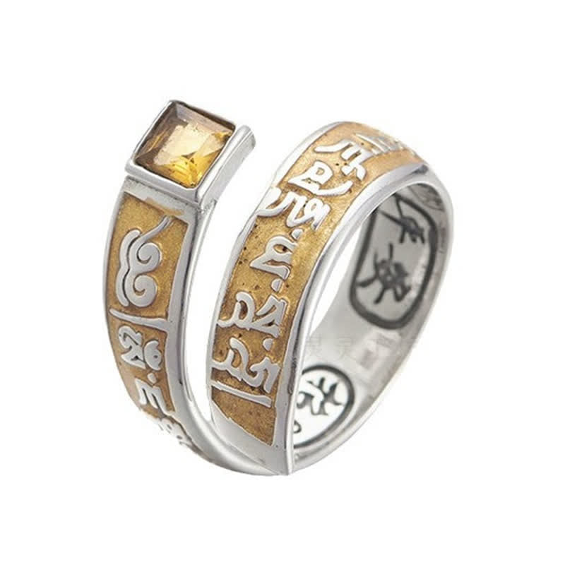 Buddha Stones Koperen Om Mani Padme Hum Aardingswijsheid Tibetaanse Verstelbare Ring - image 9
