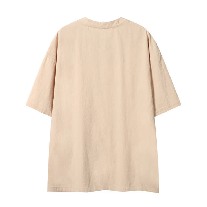 Buddha Stones Zomerse casual boho T-shirts met trekkoord en Korte mouw voor heren - image 1