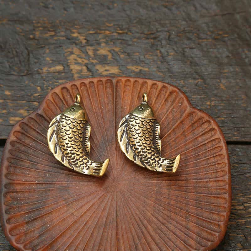 Buddha Stones Messing Koi Vis Kalebas Vijf Keizer Munten Rijkdom Gevlochten Sleutelhangers - image 15