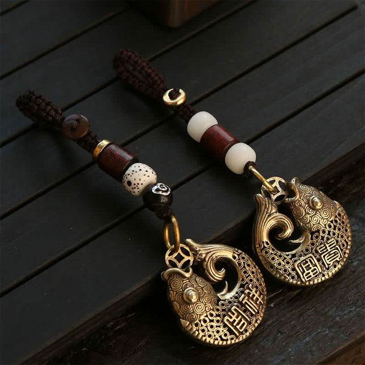 Buddha Stones Messing Koi Vis Succes Gevlochten Ronde Sleutelhangers - image 13