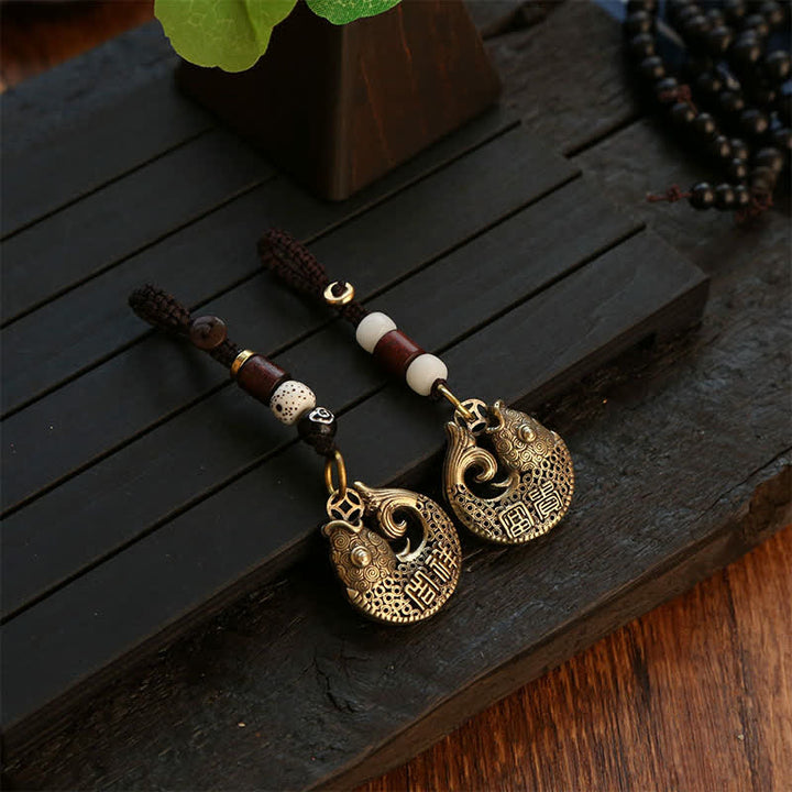 Buddha Stones Messing Koi Vis Succes Gevlochten Ronde Sleutelhangers - image 14