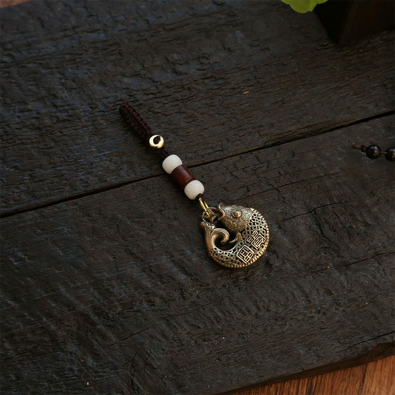 Buddha Stones Messing Koi Vis Succes Gevlochten Ronde Sleutelhangers - image 7