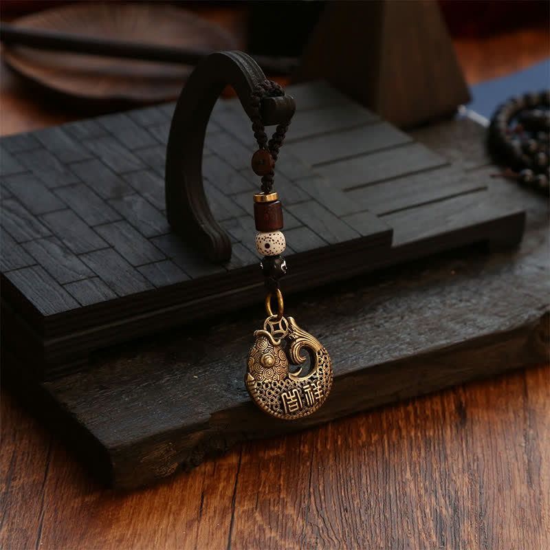 Buddha Stones Messing Koi Vis Succes Gevlochten Ronde Sleutelhangers - image 12