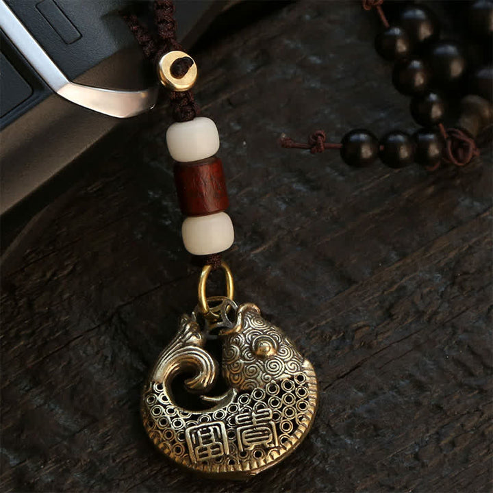Buddha Stones Messing Koi Vis Succes Gevlochten Ronde Sleutelhangers - image 4