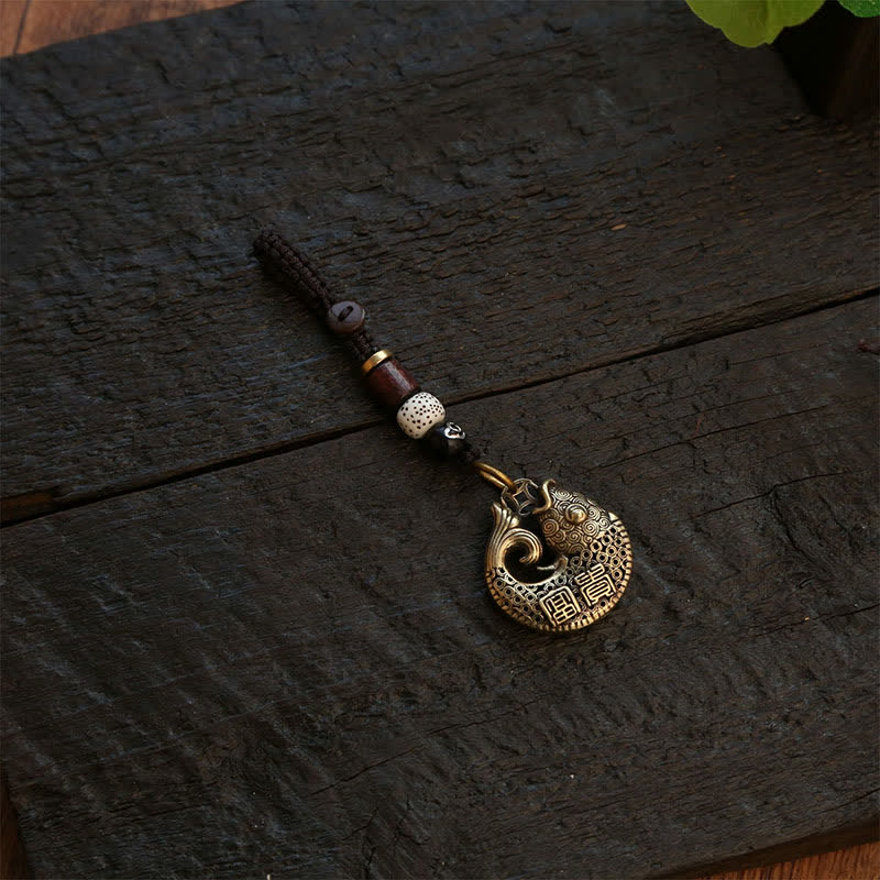 Buddha Stones Messing Koi Vis Succes Gevlochten Ronde Sleutelhangers - image 11