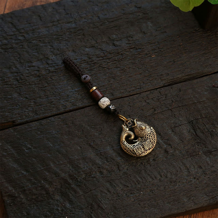 Buddha Stones Messing Koi Vis Succes Gevlochten Ronde Sleutelhangers - image 11