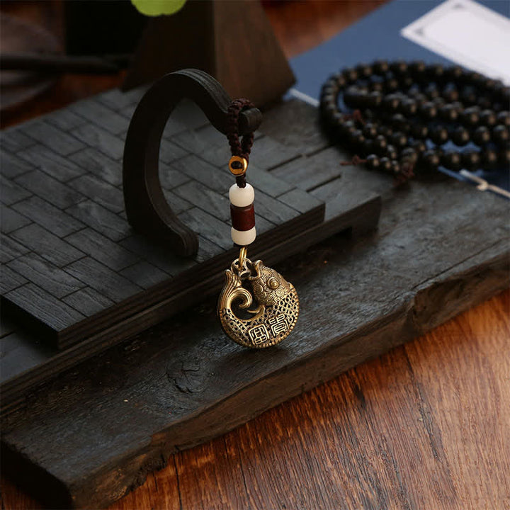 Buddha Stones Messing Koi Vis Succes Gevlochten Ronde Sleutelhangers - image 8