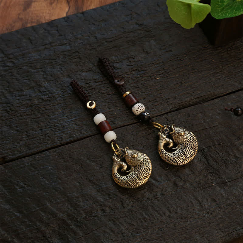 Buddha Stones Messing Koi Vis Succes Gevlochten Ronde Sleutelhangers - image 15