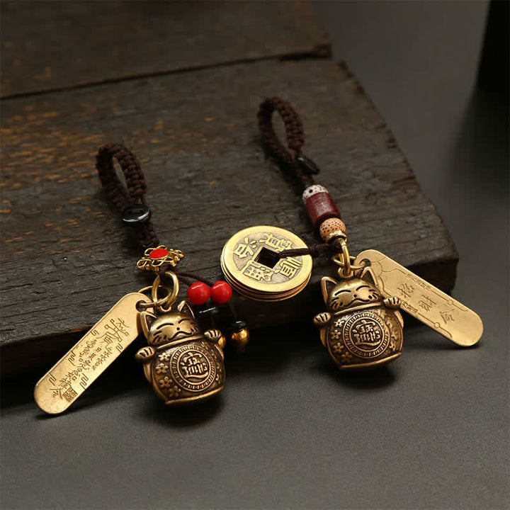 Buddha Stones Messing gelukskat Chinese munt rijkdom Sleutelhangers - image 12