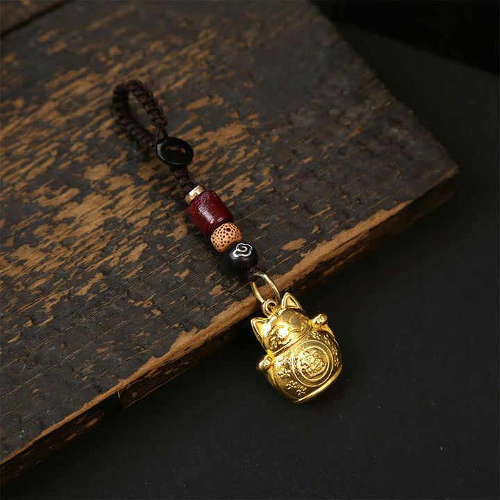 Buddha Stones Koperen gelukskat Chinese munt kalebas Pi Xiu gevlochten Sleutelhangers - Wolkenkoord - image 1