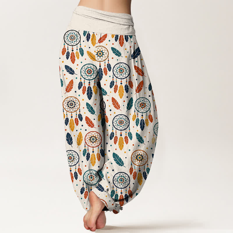 Buddha Stones Dames harembroek met elastische Taille en dromenvanger- en verenpatroon - image 2