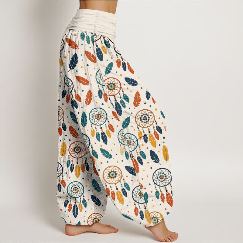 Buddha Stones Dames harembroek met elastische Taille en dromenvanger- en verenpatroon - image 1