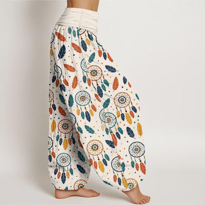 Buddha Stones Dames harembroek met elastische Taille en dromenvanger- en verenpatroon - image 1