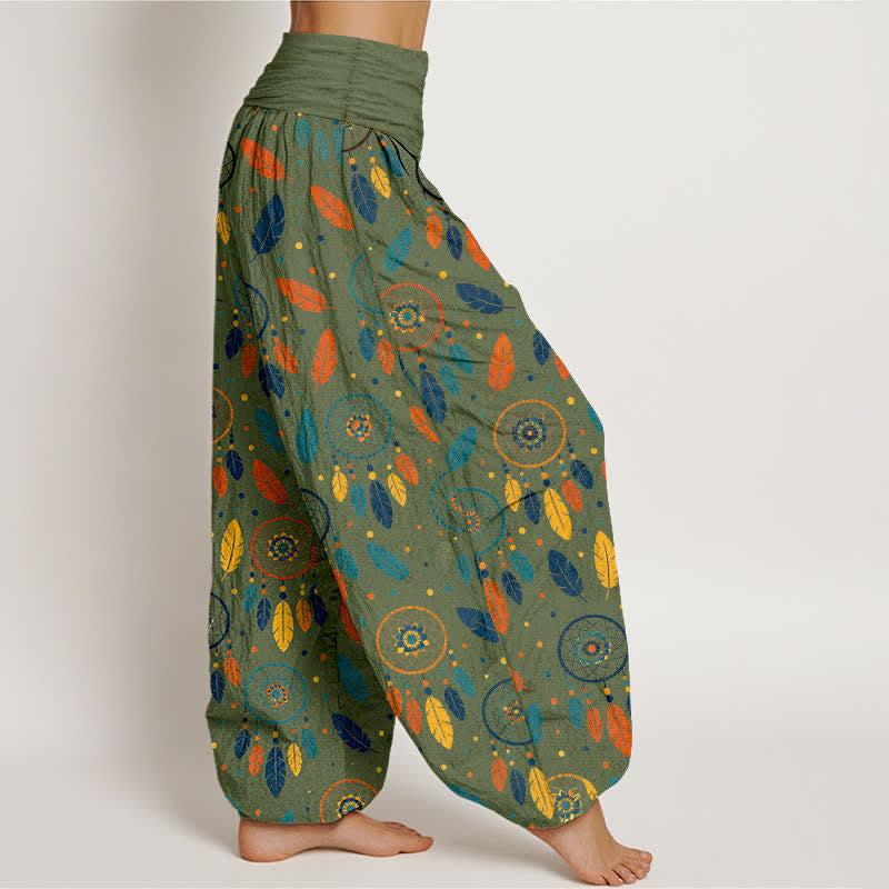 Buddha Stones Dames harembroek met elastische Taille en dromenvanger- en verenpatroon - image 6