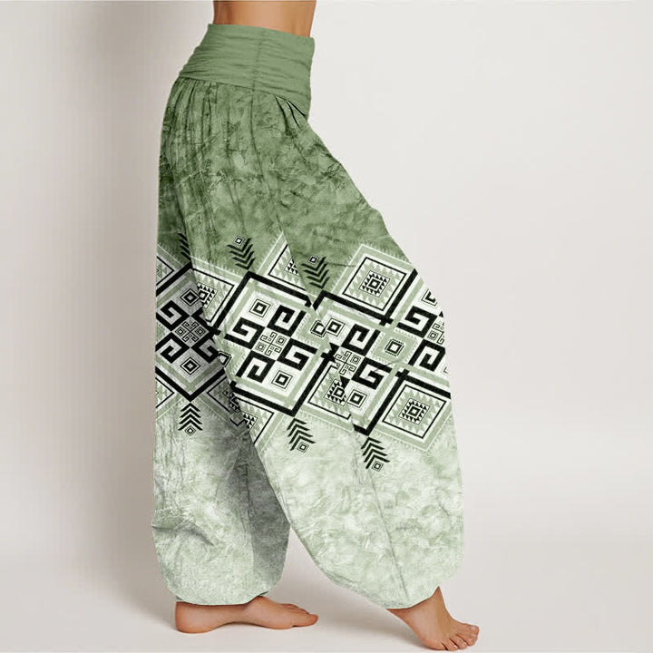 Buddha Stones Dames harembroek met elastische Taille en tribaal geometrisch patroon van katoen - image 1