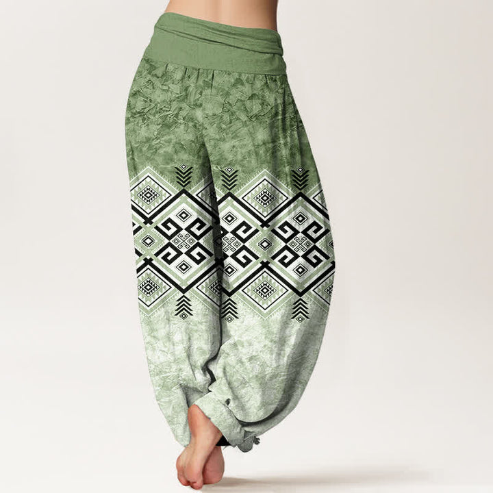 Buddha Stones Dames harembroek met elastische Taille en tribaal geometrisch patroon van katoen - image 2