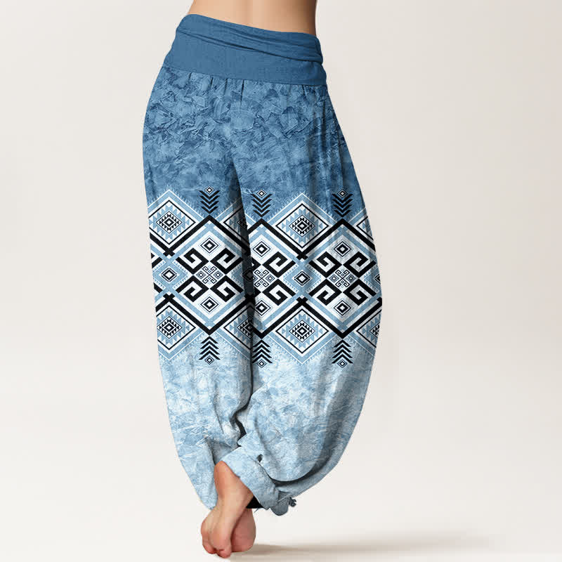 Buddha Stones Dames harembroek met elastische Taille en tribaal geometrisch patroon van katoen - image 7