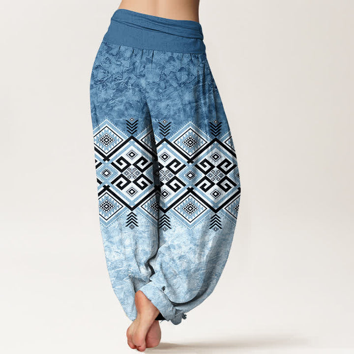 Buddha Stones Dames harembroek met elastische Taille en tribaal geometrisch patroon van katoen - image 7
