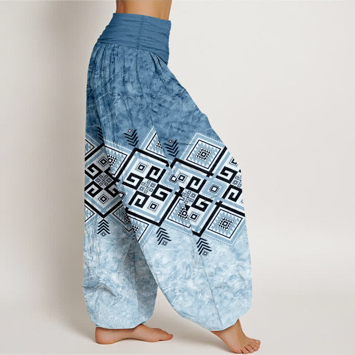 Buddha Stones Dames harembroek met elastische Taille en tribaal geometrisch patroon van katoen - image 6