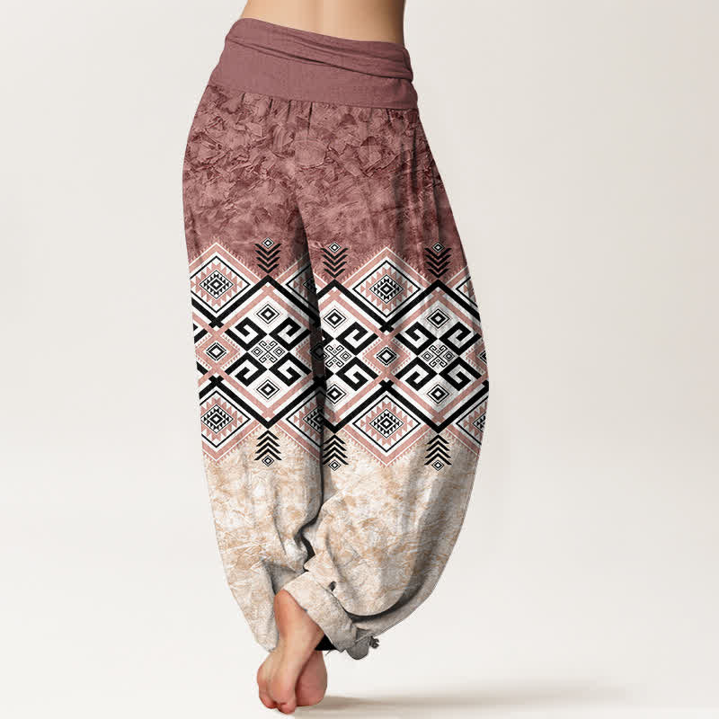 Buddha Stones Dames harembroek met elastische Taille en tribaal geometrisch patroon van katoen - image 10
