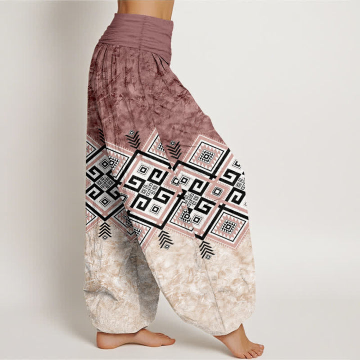 Buddha Stones Dames harembroek met elastische Taille en tribaal geometrisch patroon van katoen - image 9