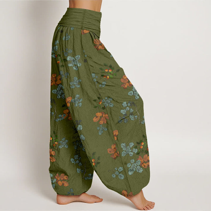 Buddha Stones Dames harembroek met elastische Taille en oranjebloesem- en muntbladpatroon. - image 6