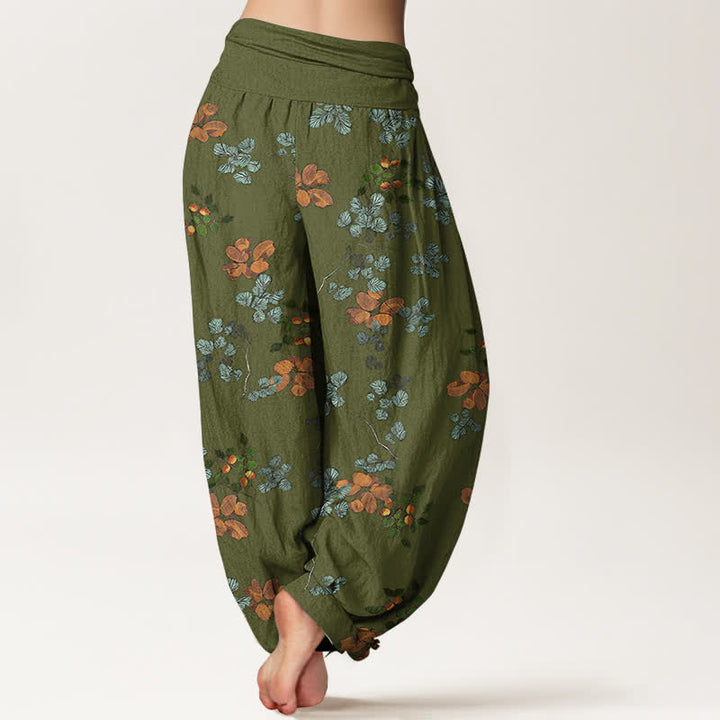Buddha Stones Dames harembroek met elastische Taille en oranjebloesem- en muntbladpatroon. - image 7