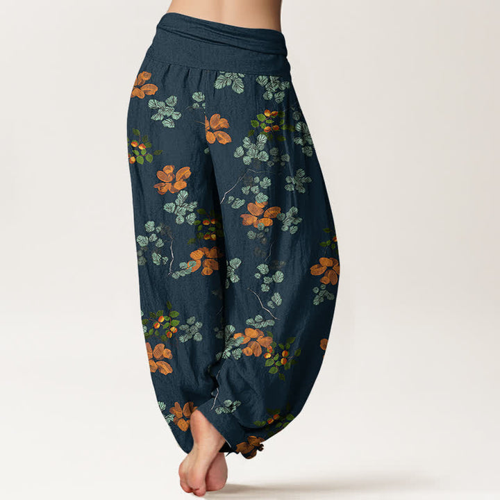 Buddha Stones Dames harembroek met elastische Taille en oranjebloesem- en muntbladpatroon. - image 10