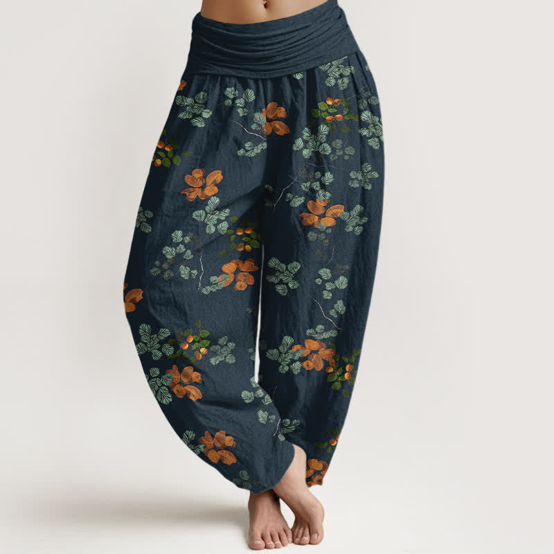 Buddha Stones Dames harembroek met elastische Taille en oranjebloesem- en muntbladpatroon. - Marine - US16, UK/AU20, EU48 (3XL) - image 8