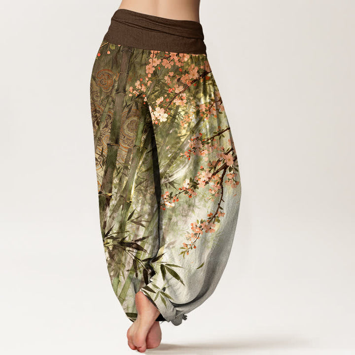 Buddha Stones Dames harembroek met elastische Taille en katoen-bamboeprint en kersenbloesemmotief. - image 7