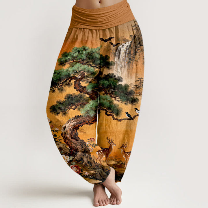 Buddha Stones Dames harembroek met elastische Taille en dennen- en hertenprint van Cotton Mountain - Peru - US16, UK/AU20, EU48 (3XL) - image 8