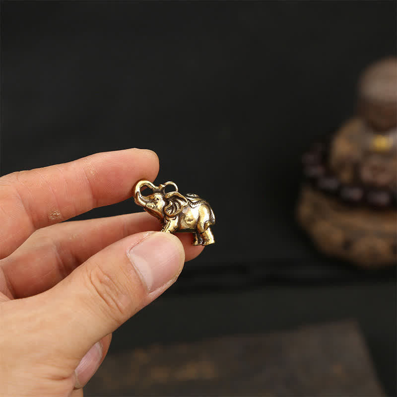 Buddha Stones Sleutelhangers met de wijsheid van Pi Xiu en een messing olifant, vijf keizermunten, kalebas. - image 17