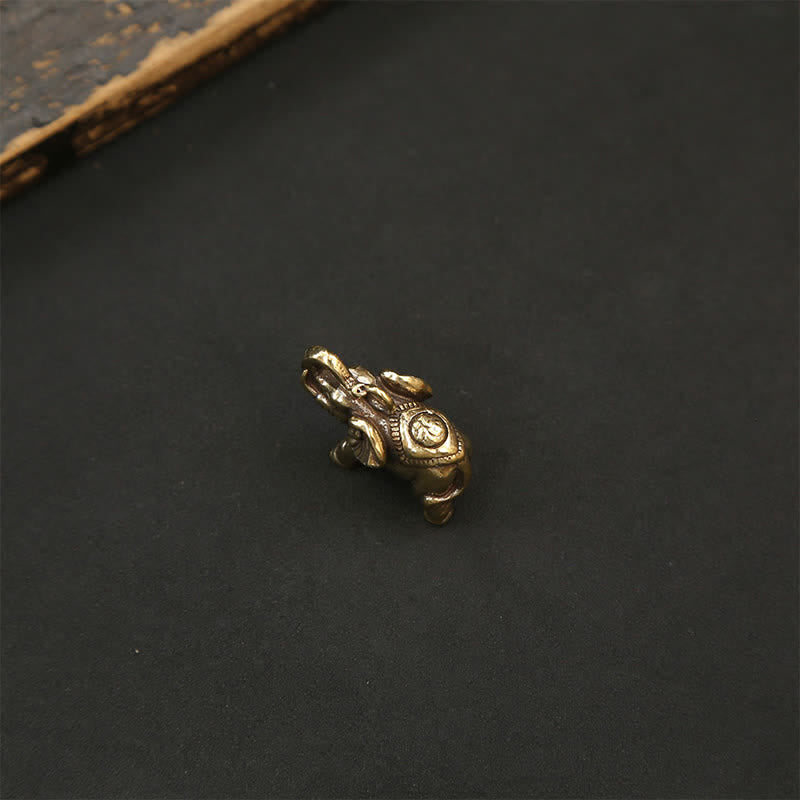 Buddha Stones Sleutelhangers met de wijsheid van Pi Xiu en een messing olifant, vijf keizermunten, kalebas. - image 16