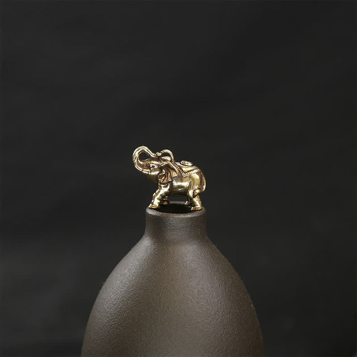 Buddha Stones Sleutelhangers met de wijsheid van Pi Xiu en een messing olifant, vijf keizermunten, kalebas. - image 15