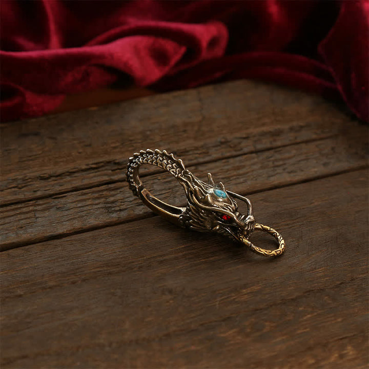 Buddha Stones Messing Sleutelhangers met stevig slot - Zilverkleurige messingblauwe edelsteen - image 2