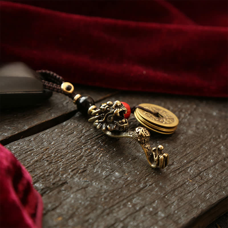 Buddha Stones Messing Draak Ruyi Vijf Keizer Munten Succes Sleutelhangers - image 11