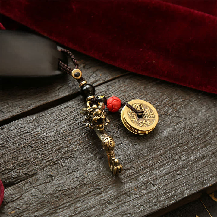 Buddha Stones Messing Draak Ruyi Vijf Keizer Munten Succes Sleutelhangers - image 10
