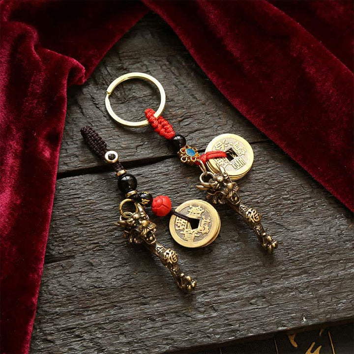 Buddha Stones Messing Draak Ruyi Vijf Keizer Munten Succes Sleutelhangers - image 13
