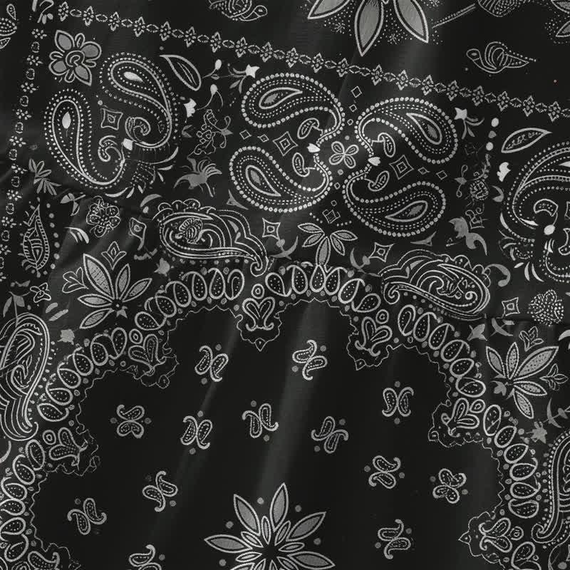 Buddha Stones Zomerse casual bandana jurk met paisley bloemenpatroon, Mouwloos Midi -jurk voor dames met Zakken - image 1