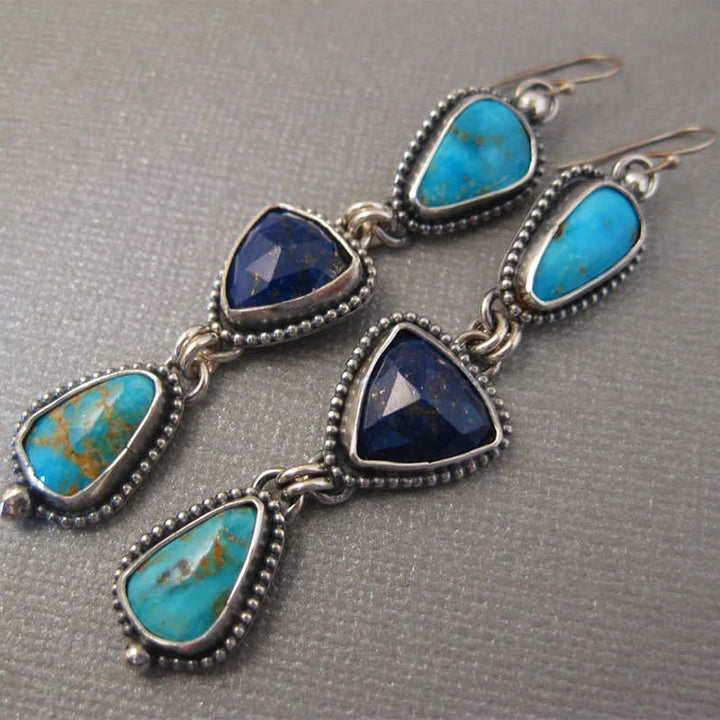 Buddha Stones Turquoise geometrische Boheemse beschermende Oorbellen - image 4