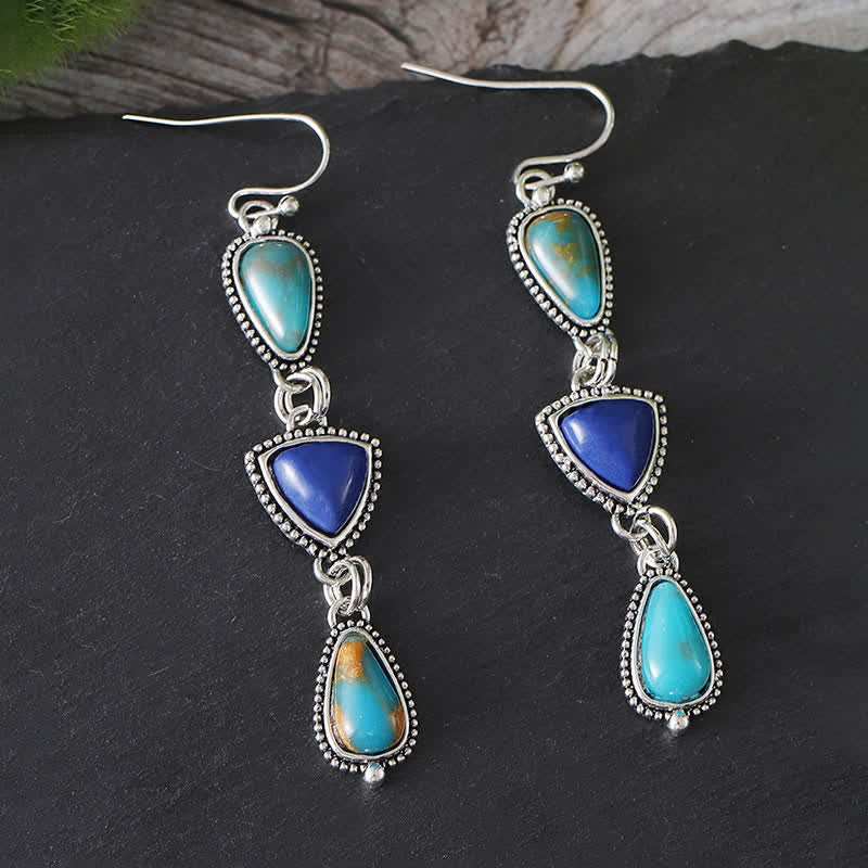 Buddha Stones Turquoise geometrische Boheemse beschermende Oorbellen - image 1